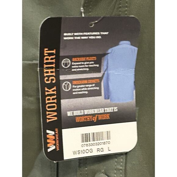 NWT Wrangler Green Button-Up Canvas Shirt Men's size L - Picture 3 of 6